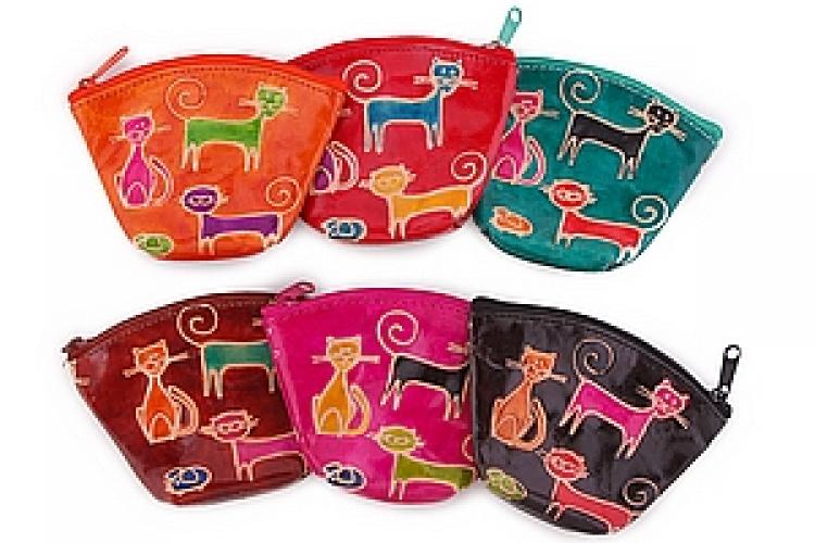 Кошелек под мелочь  ручной принт "Кошки" уп./6шт №2