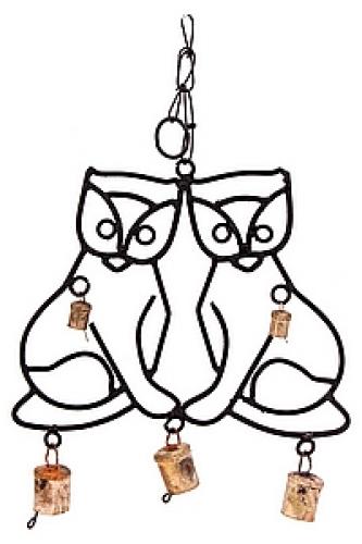 Колокольчик подвесной антик "Два кота" №96