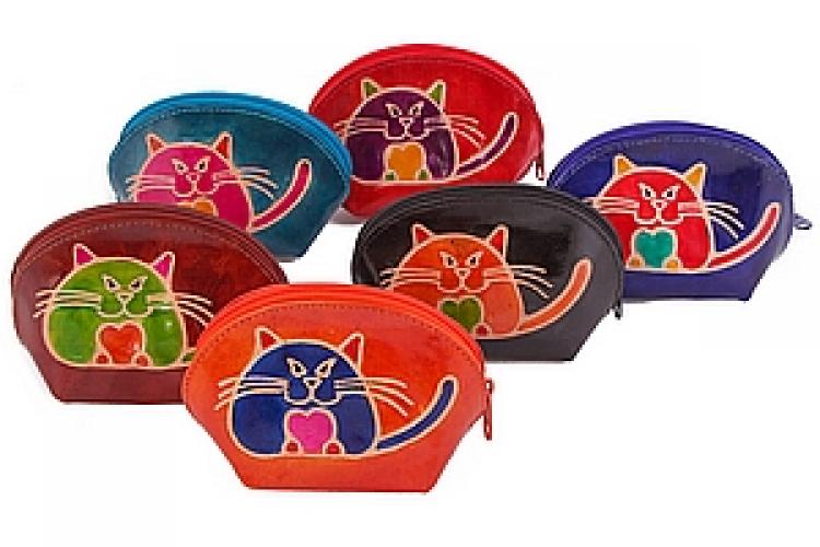 Кошелек под мелочь  ручной принт натуральная кожа уп./6шт №15