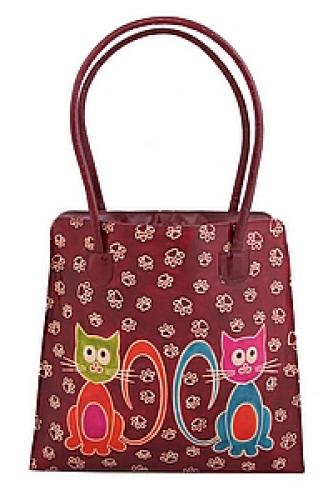 Сумка натуральная кожа ручной принт №164