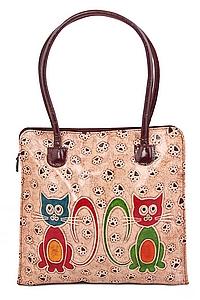 Сумка натуральная кожа ручной принт №153