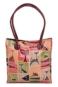 Сумка натуральная кожа ручной принт №148