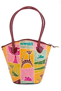 Сумка натуральная кожа ручной принт  №23